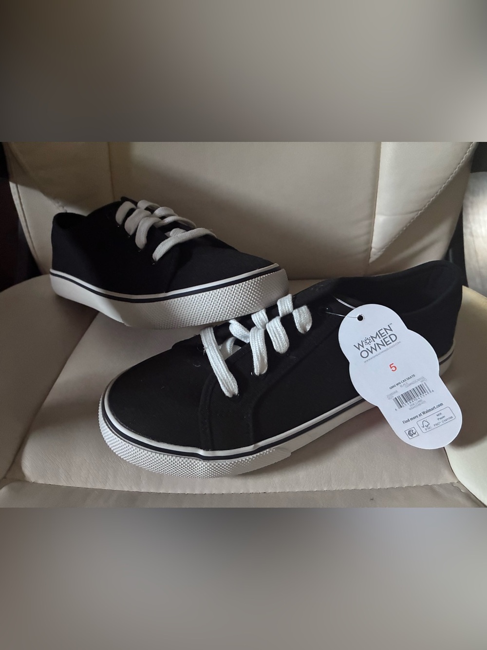 Classic Black Canvas Women’s Sneakers with White Trim